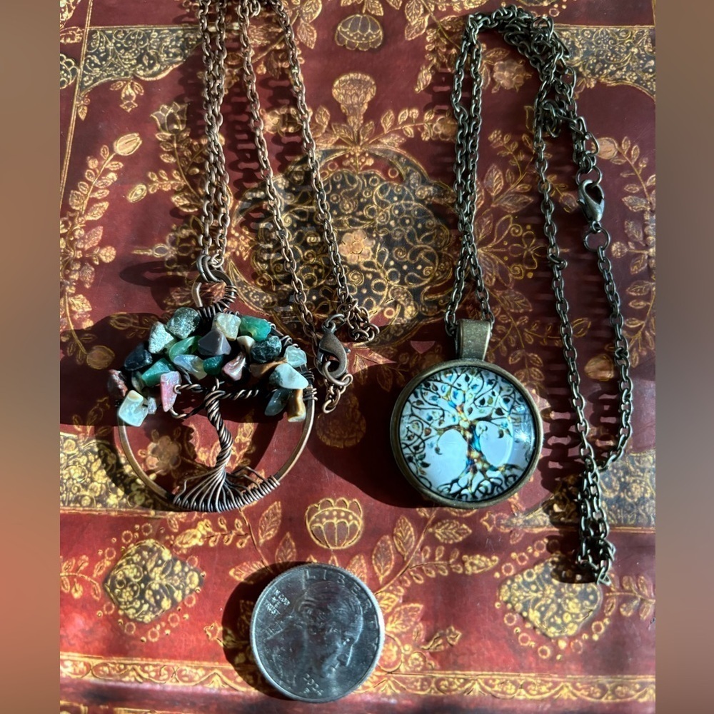 Tree Of Life Copper and stone necklace bundled 
2 Necklaces